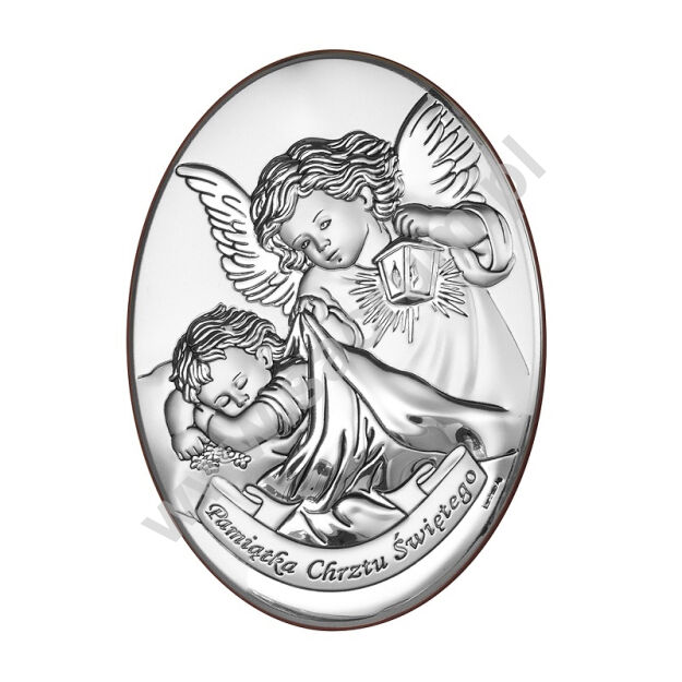 Obrazek srebrny - Anioł stróż  29-6353- różane rozmiary