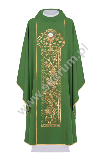 Ornat haftowany z symbolem kielicha eucharystycznego, KOR/040/01/01 ZIELONY