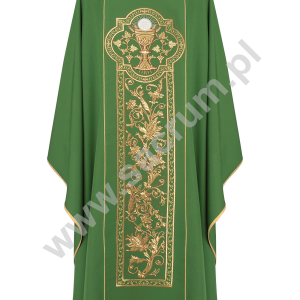Ornat haftowany z symbolem kielicha eucharystycznego, KOR/040/01/01 ZIELONY