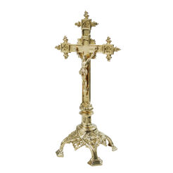 Krzyż ołtarzowy mosiężny 18-001, wysokość 30 cm