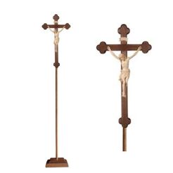 Krzyż procesyjny drewniany z podstawą 32-709202 (natural) - różne wielkości 