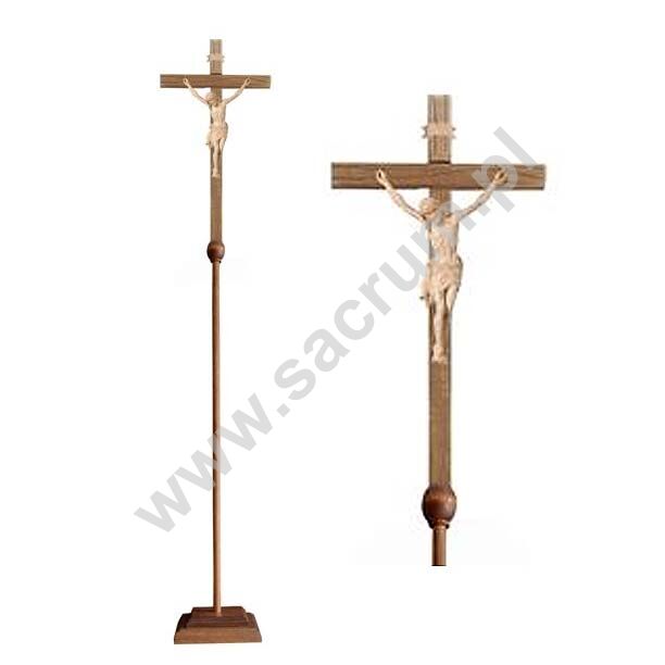 Krzyż procesyjny drewniany z podstawą 32-709200 (natural) - różne wielkości 