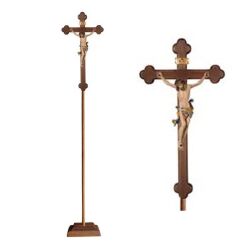 Krzyż procesyjny drewniany z podstawą 32-709102 (color) - różne wielkości 