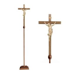 Krzyż procesyjny drewniany z podstawą 32-709100 (natural) - różne wielkości 