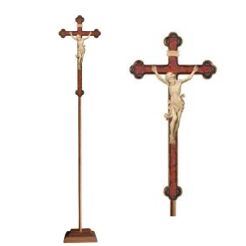 Krzyż procesyjny drewniany z podstawą 32-709104 (natural) - różne wielkości 