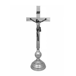 Krzyż ołtarzowy mosiężny niklowany 02-205A, wysokość 68 cm