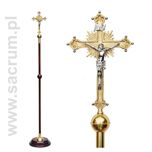 Krzyż procesyjny 17-1401 g, ciemny brąz