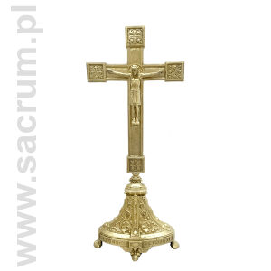 Krzyż ołtarzowy, mosiężny, wysokość 54 cm, 20-113
