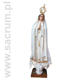 Oryginalna figura Matki Bożej Fatimskiej z Portugalii ze szklanymi oczami i złoconą koroną, 1038P, wysokość 115 cm