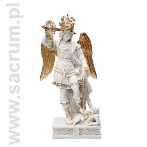 Oryginalna figura Św. Michała Archanioła z Gargano 27 cm korona metalowa pozłacana
