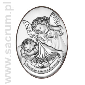 Obrazek srebrny - Anioł stróż  29-6353- różane rozmiary