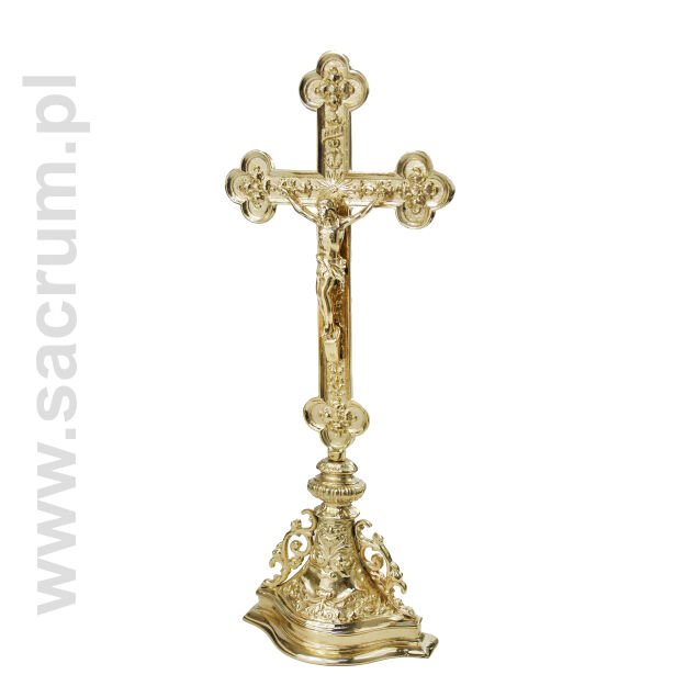 Krzyż ołtarzowy mosiężny, 18-03, wysokość 40 cm