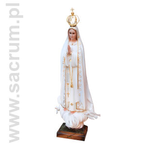 Oryginalna figura Matki Bożej Fatimskiej z Portugalii ze szklanymi oczami i złoconą koroną, 1039P, wysokość 102 cm