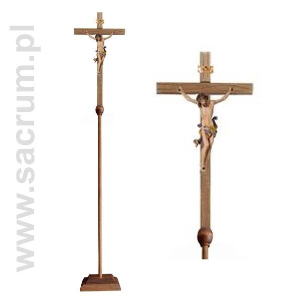 Krzyż procesyjny drewniany z podstawą 32-709100 (color) - różne wielkości 