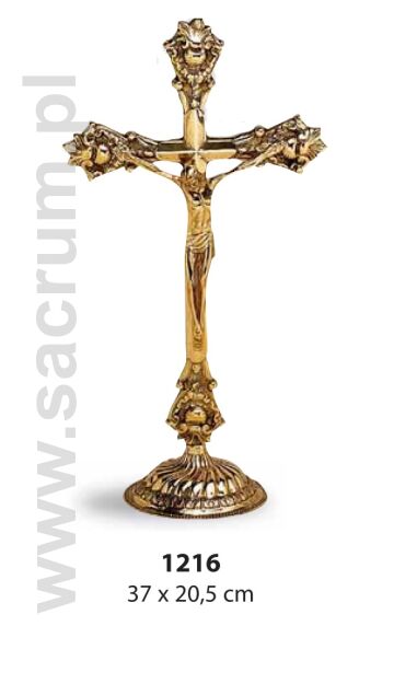 krzyż mosiężny ołtarzowy 01-1216, wysokość 38 cm