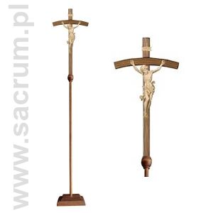 Krzyż procesyjny drewniany z podstawą 32-709101 (natural) - różne wielkości 