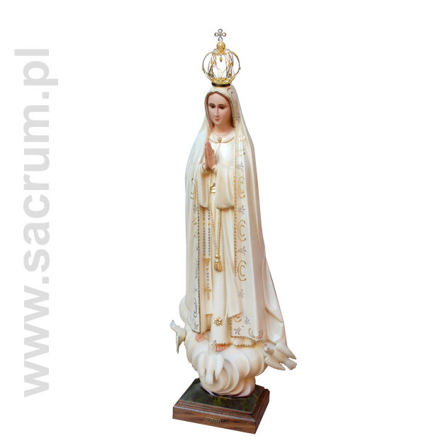 Oryginalna figura Matki Bożej Fatimskiej z Portugalii ze szklanymi oczami i złoconą koroną, 1039V, wysokość 102 cm