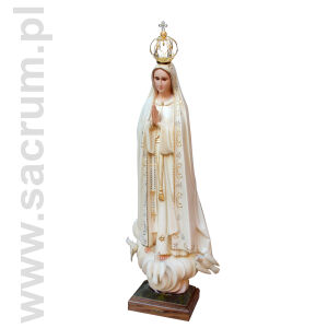Oryginalna figura Matki Bożej Fatimskiej z Portugalii ze szklanymi oczami i złoconą koroną, 1039V, wysokość 102 cm