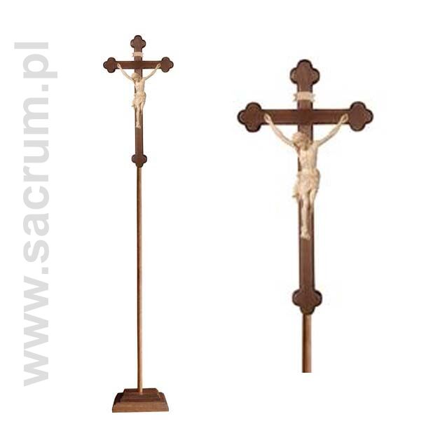 Krzyż procesyjny drewniany z podstawą 32-709202 (natural) - różne wielkości 