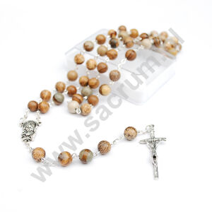 Różaniec z kamienia naturalnego w pudełku - R694 - Picture Jasper