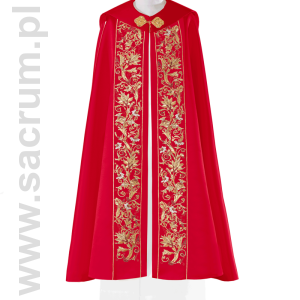 Kapa czerwona eucharystyczna monogram "PX" KKP/014/02