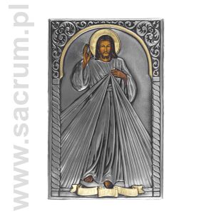 Ikona z metaloplastyki, Jezus Miłosierny 43-018,  wymiar 20x32 cm