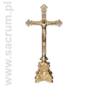 Krzyż ołtarzowy mosiężny, wysokość 60 cm