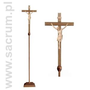 Krzyż procesyjny drewniany z podstawą 32-709200 (natural) - różne wielkości 
