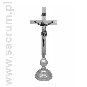 Krzyż ołtarzowy mosiężny niklowany 02-205A, wysokość 68 cm